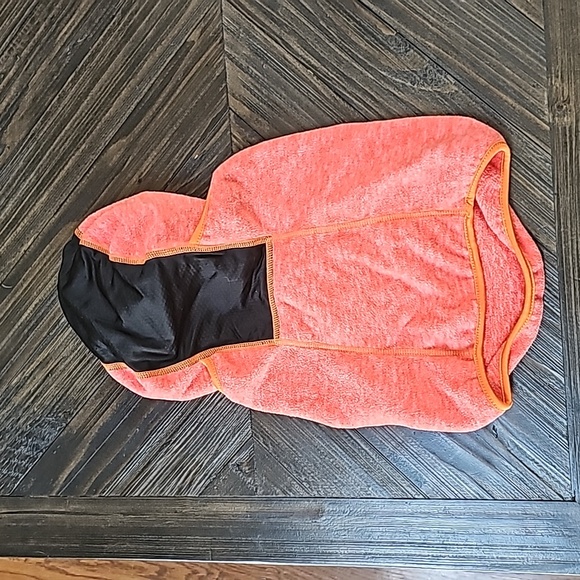 youth Ski Gater and hoodie in one. Peach/orange - Picture 3 of 3